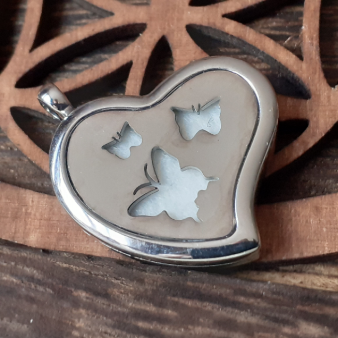 Pendentif - Cœur Papillons - XE003