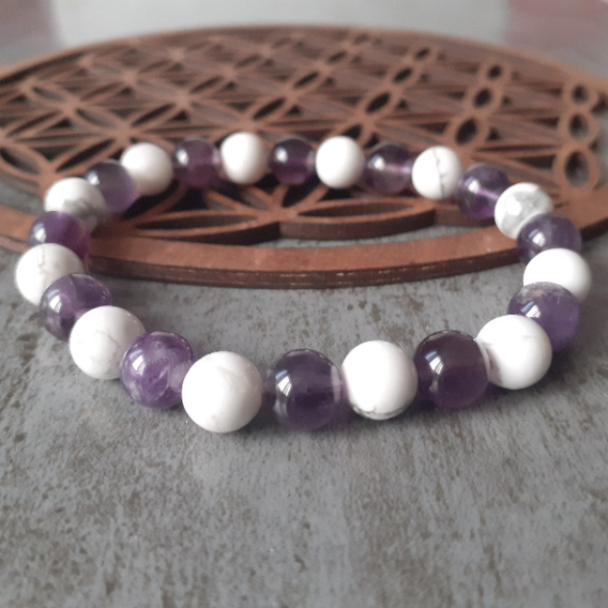 Bracelet Améthyste et Howlite