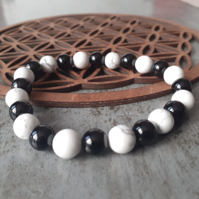 Bracelet Howlite et Onyx 