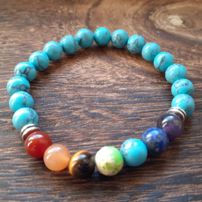 Bracelet Turquoise & 7 Chakras