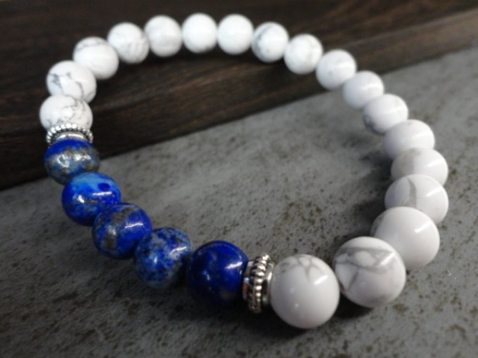 Bracelet Howlite et Lapis Lazulli