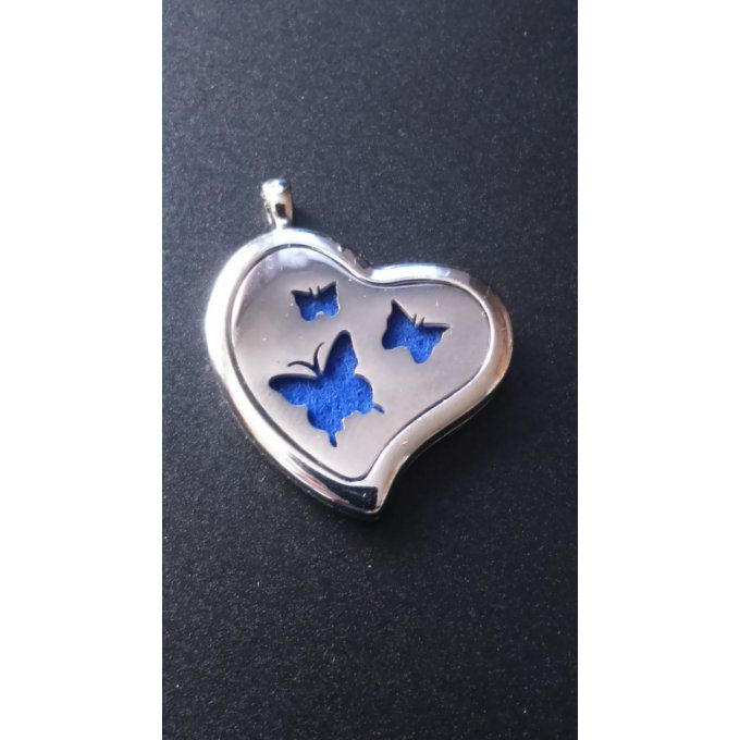 Pendentif - Cœur Papillons - XE003