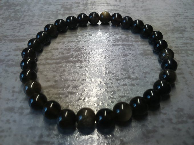 Bracelet Obsidienne Dorée