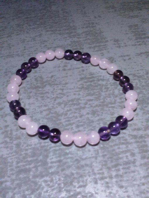 Bracelet Améthyste et Quartz Rose